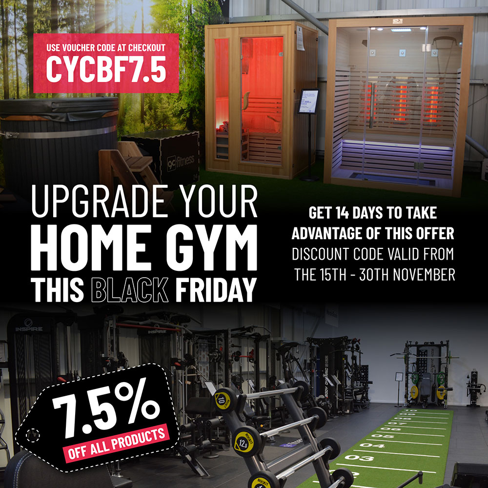 Upgrade your home gym this Black Friday - Get 14 days to take advantage of this offer (15th - 30th November). 7.5% OFF ALL Products - Use voucher code CYCBF7.5 at Checkout